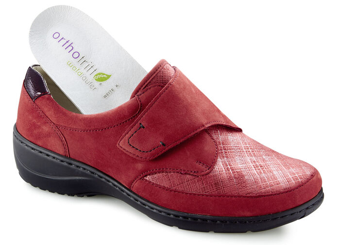 Waldläufer Slipper mit Stretchmaterial im Ballenbereich RUBINROT