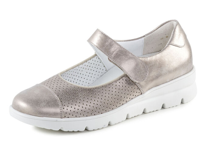 Waldläufer Spangenschuh aus teilweise gelochtem Leder BRONZE