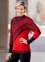Pullover in Jacquard-Dessin ROT-SCHWARZ