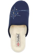 Zweierpack, warme Damen-Hausschuhe, Weite H, mit Wolle TAUPE+MARINE