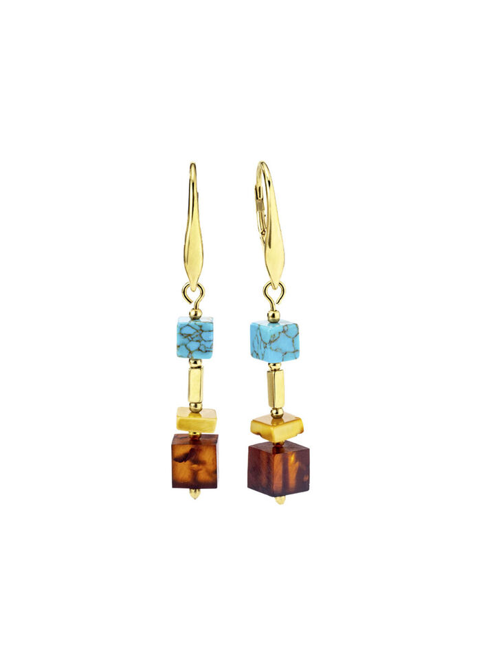Ohrringe mit Bernstein und Türkis 