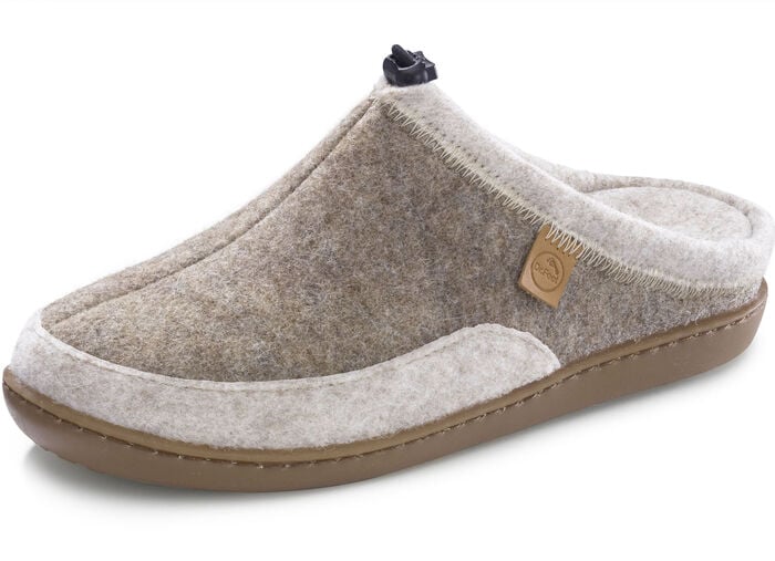 Laurina, klassische Damen-Hausschuhe, Weite H, mit herausnehmbarem Fu&szlig;bett TAUPE-BEIGE