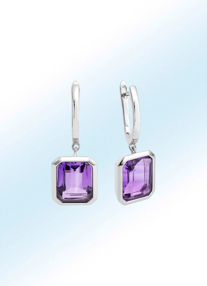 Moderne Ohrringe mit echt Amethyst 