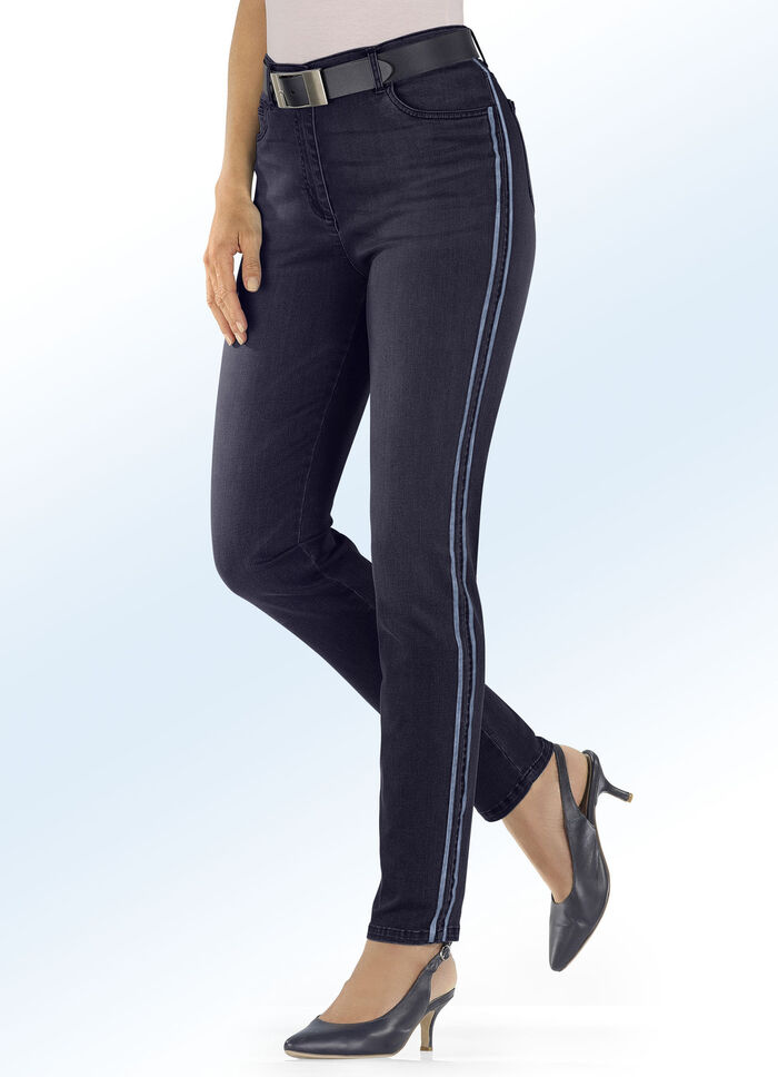 Jeans mit angesagtem Galonstreifen DUNKELBLAU