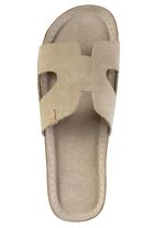 ELENA EDEN, sommerliche Damen-Pantoletten, aus Leder BEIGE