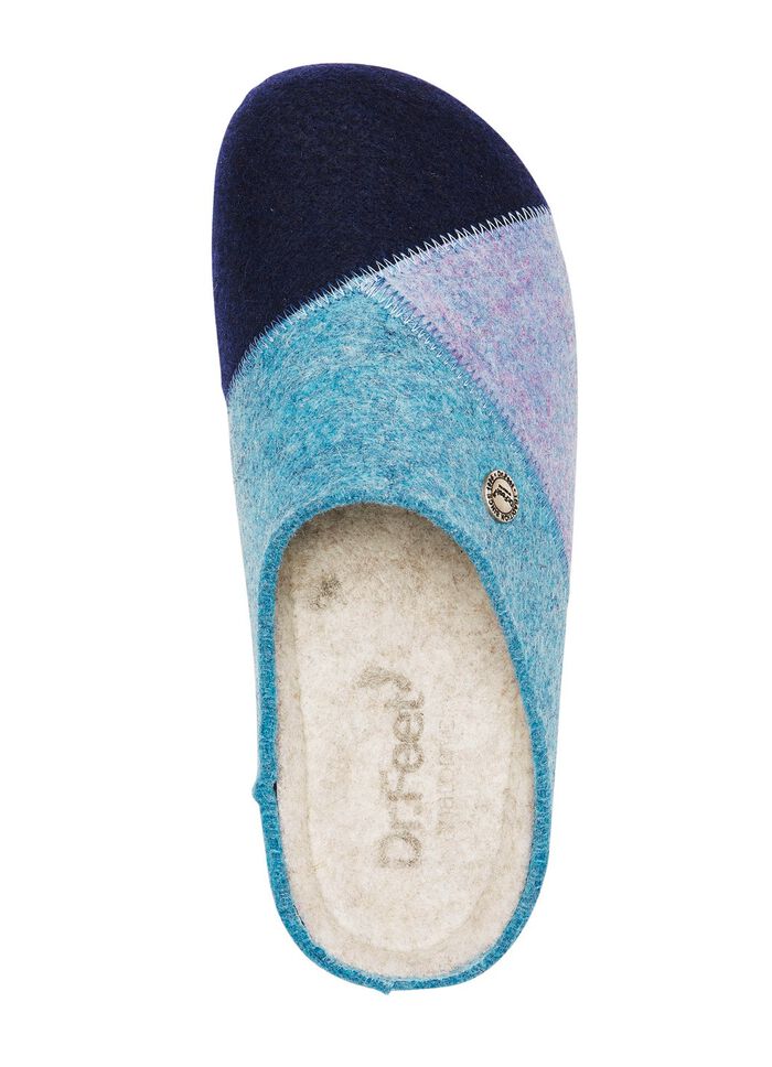 Laurina, klassische Damen-Hausschuhe, Weite H, mit anatomisch geformtem Fu&szlig;bett BLAU-T&Uuml;RKIS