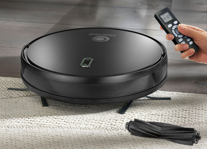 Saug- und Wischroboter mit integriertem Wasserreinigungssystem und Haustierb&uuml;rste 