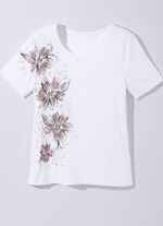 Shirt mit handbemaltem Glitzerornament WEISS