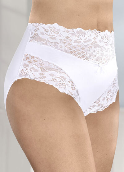 Laurina Viererpack Slips mit hübscher Elastikspitze 