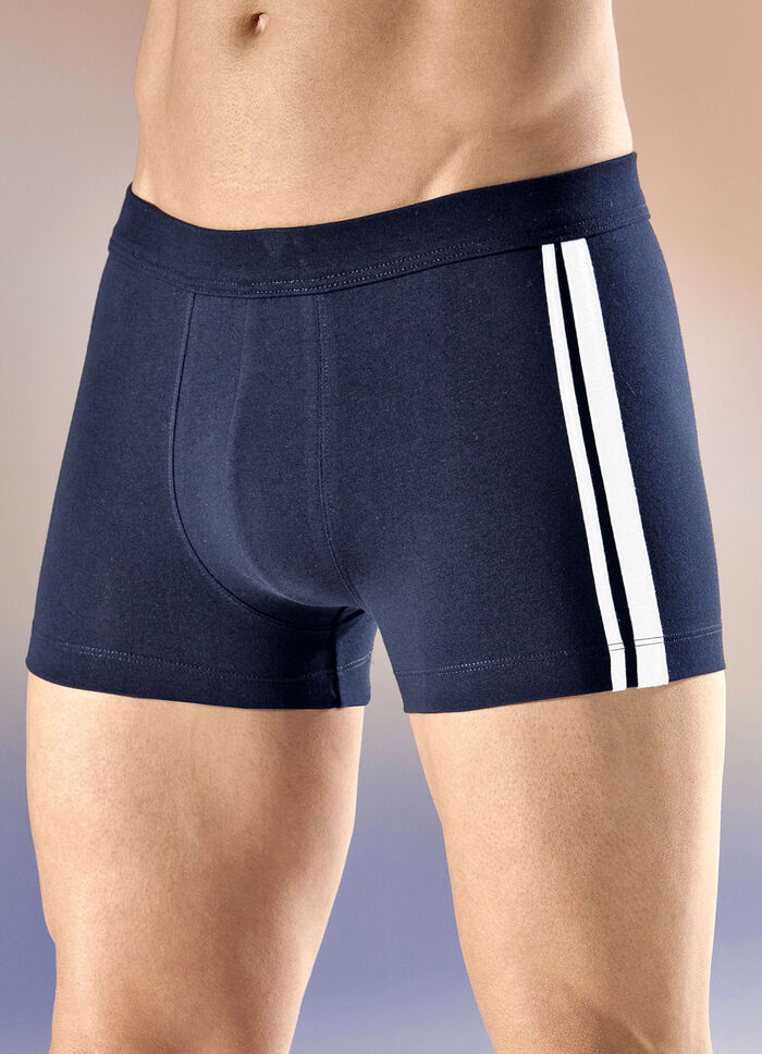 Schiesser Dreierpack Pants mit Kontraststreifen 1X MARINE, 1X GRAU MELIERT, 1X SCHWARZ