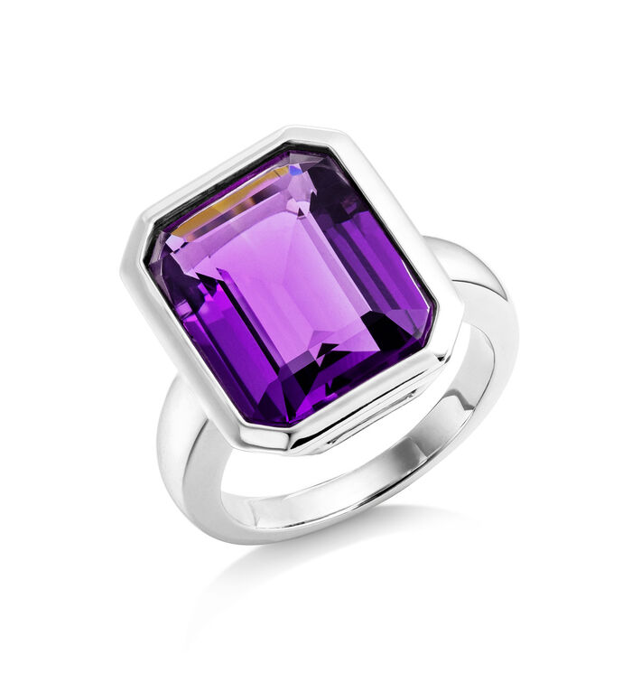 Moderner Damenring mit echt Amethyst 