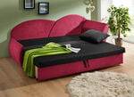 Schlafsofa mit Bettkasten und 1 Dekokissen SCHWARZ-ROT