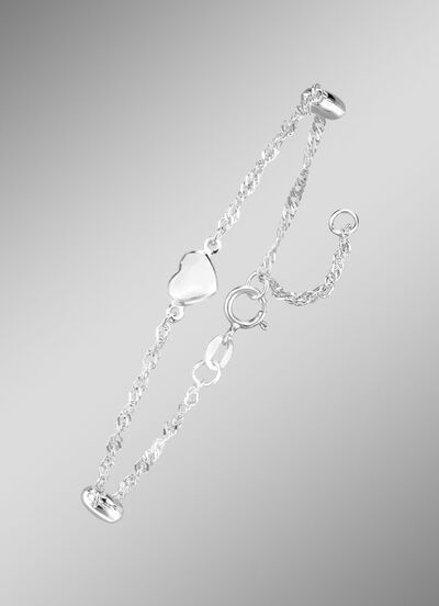 Singapurketten-Armband mit drei Herzen 