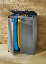 Abfallsammler f&uuml;r 2 oder 3 M&uuml;llbeutel HELLGRAU