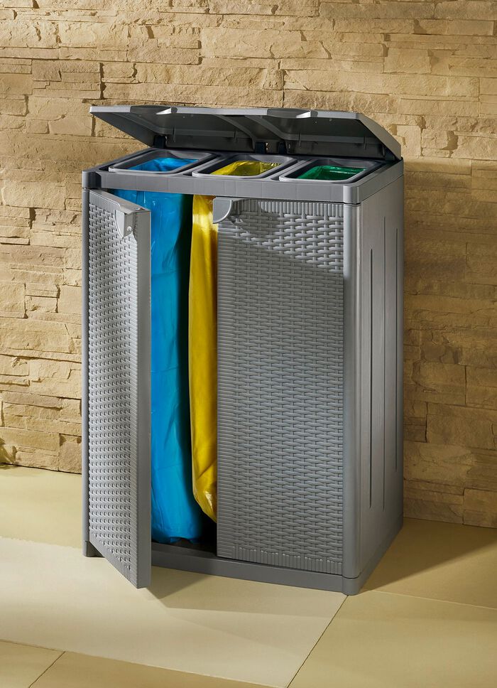 Abfallsammler f&uuml;r 2 oder 3 M&uuml;llbeutel HELLGRAU