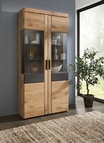 Vitrine mit anthrazitfarbenen Elementen EICHE-ANTHRAZIT