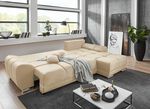 Polsterecke mit Bettfunktion und Bettkasten CREME