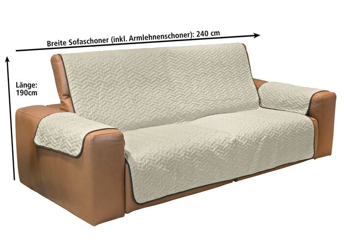 Wende-Schoner f&uuml;r Sessel oder Sofa BEIGE-BRAUN
