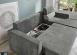 Komfortable Polsterecke mit Bettfunktion GRAU-HELLGRAU