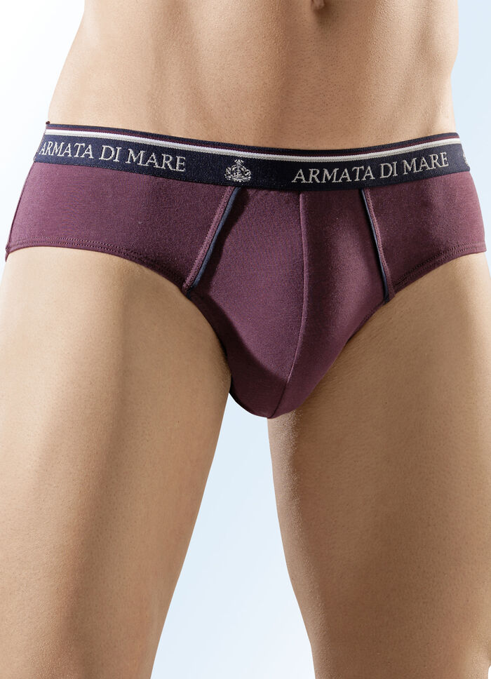 Viererpack Slips, uni mit Kontrastpaspeln 