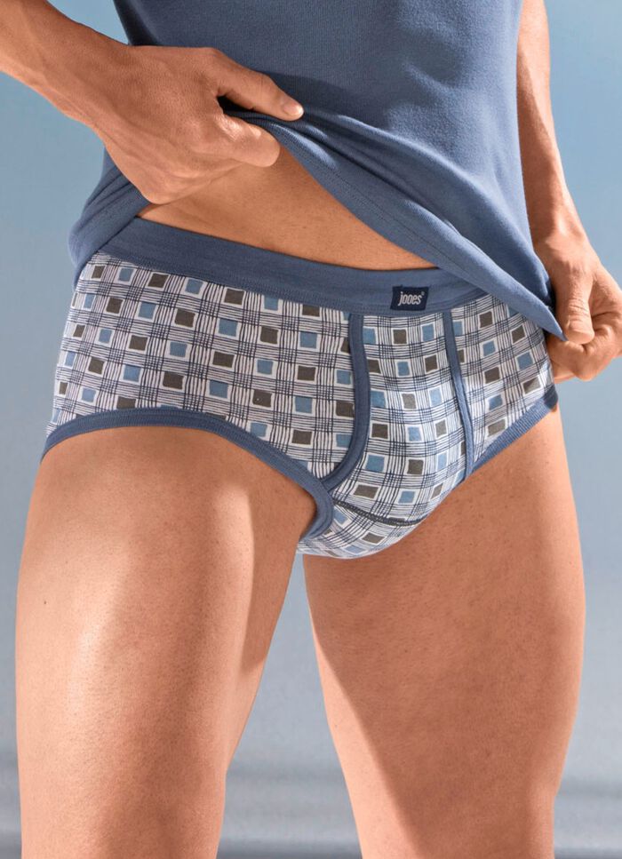 Viererpack Slips aus Feinripp, mit Karodessin 