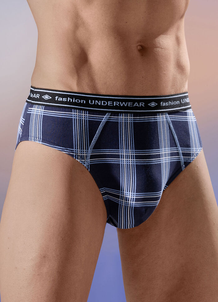 Viererpack Slips mit Elastikbund, kariert 