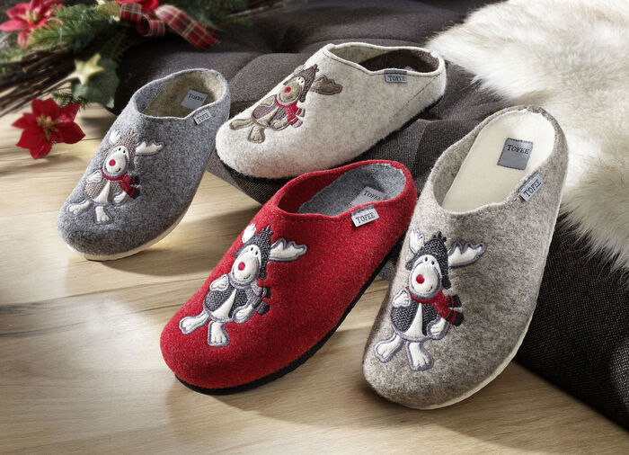 Flauschig warmer Hausschuh aus Wollfilz 