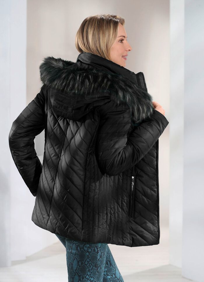 Jacke mit abnehmbarer Kapuze SCHWARZ