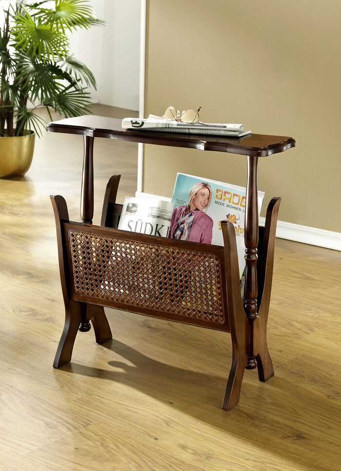 Zeitungsst&auml;nder mit Flechttasche NUSSBAUM