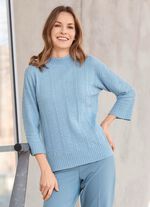 Pullover mit Schurwolle und Kaschmir BLEU MELIERT
