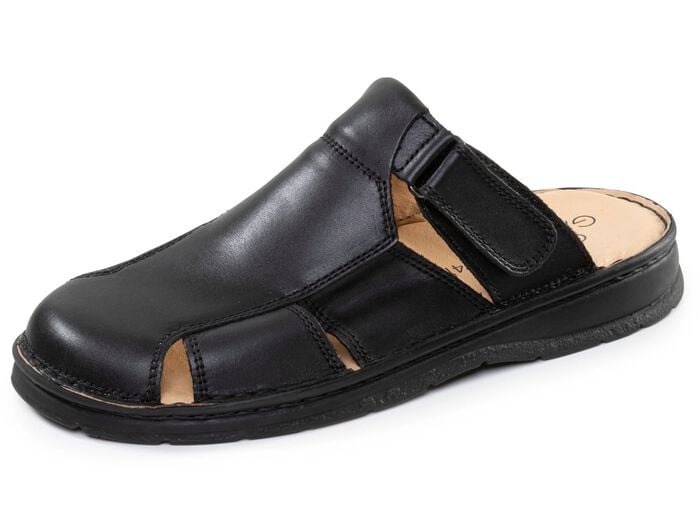 GINO GALANTE, klassische Herren-Clogs, aus Leder SCHWARZ