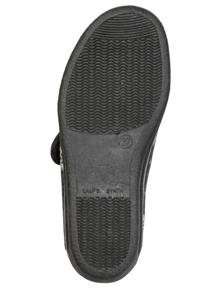 Warme Damen-Hausschuhe, Weite H, mit Klettverschluss SCHWARZ