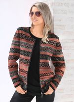 Strickjacke mit edlen Glitzereffekten SCHWARZ-KUPFER-GRAFIT