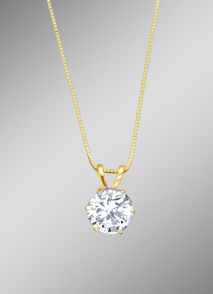 Anhänger mit synthetischen Zirkonia und Veneziakette 