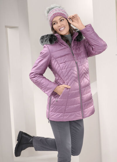 Jacke mit abnehmbarem Kunstpelz-Besatz 