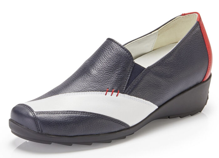 Waldläufer Slipper aus hochwertigem Leder BLAU-WEISS-ROT
