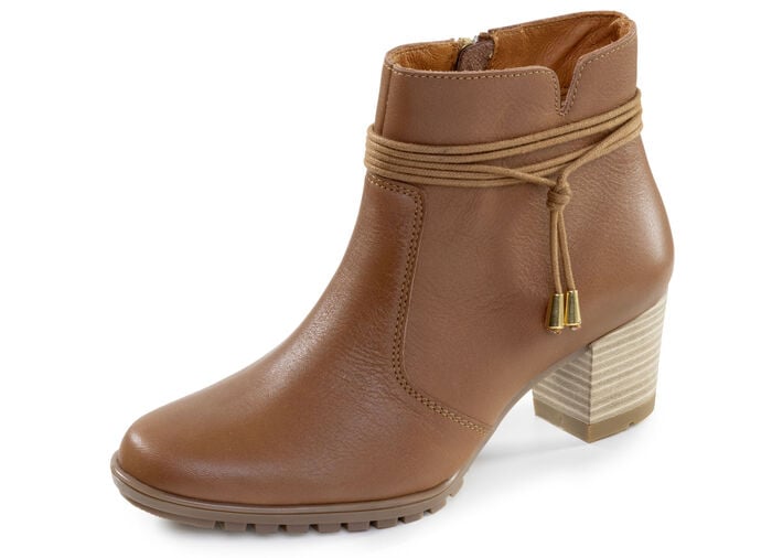 ELENA EDEN, schicke Damen-Stiefeletten, Weite G, mit herausnehmbarem Fußbett COGNAC