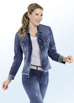 Jeansjacke mit Destroyed-Effekten JEANSBLAU