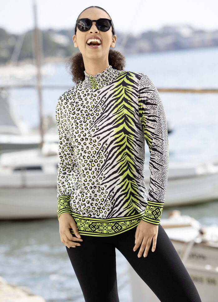 Shirt mit farbbrillantem Allover-Dessin in 2 Farben 