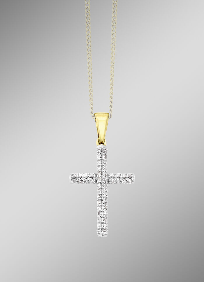 Kreuz-Anh&auml;nger mit Diamanten 