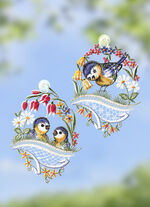 Fensterbild aus Plauener Spitze , 2er-Set 