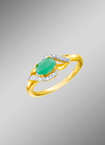 Damenring mit Smaragd und Diamanten 