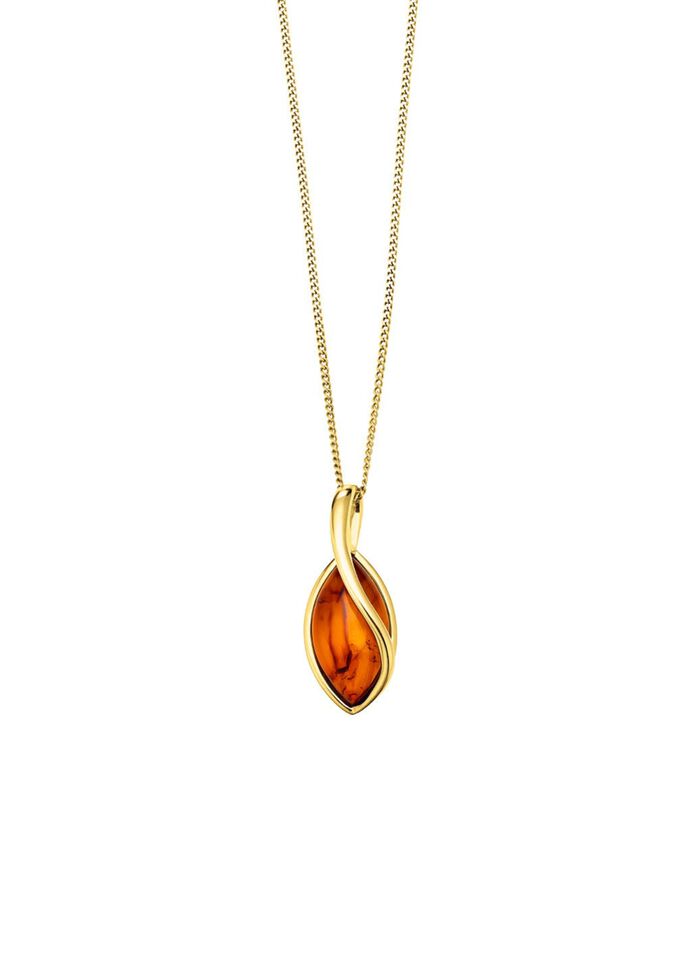 Vergoldeter Anh&auml;nger mit echtem Bernstein 