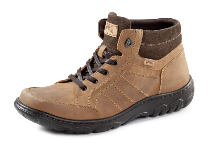 Schnür-Boot aus Nubuk- und Veloursleder BRAUN