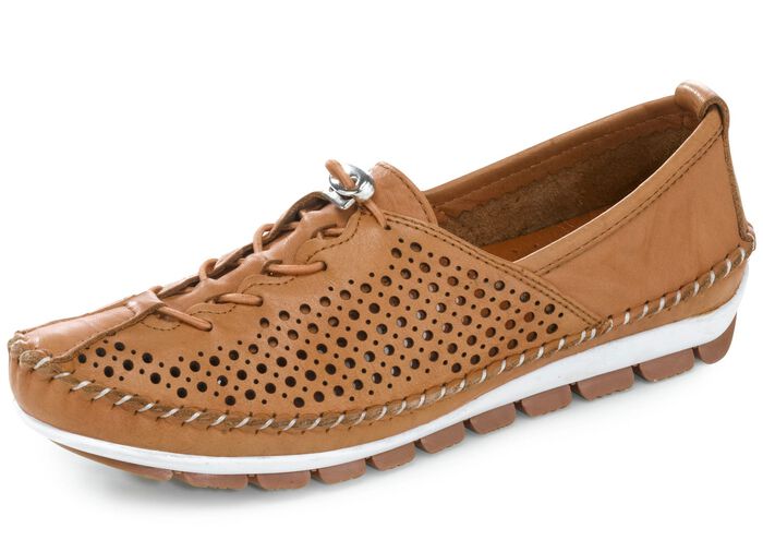 Gemini, bequeme Damen-Slipper, Weite G, mit herausnehmbarem Fu&szlig;bett CAMEL