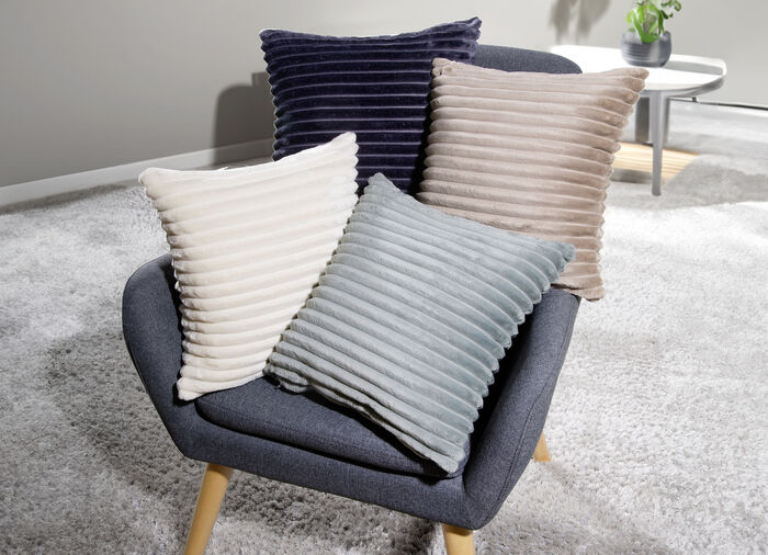 Weicher Cord-Kissenbezug DUNKELBLAU