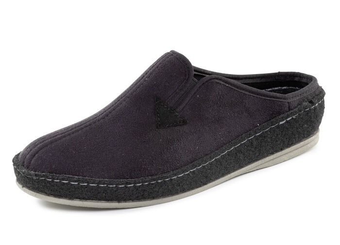 Pantoffel mit seitlich eingesetztem Gummizug SCHWARZ