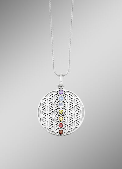 Chakra Anhänger aus Silber mit Edelsteinen 