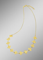 Mattierte Halskette mit Gl&uuml;cksbringer Ginkgoblatt 