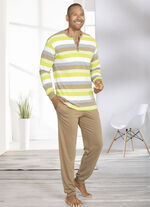 Schlafanzug mit Knopfleiste und B&uuml;ndchenabschl&uuml;ssen 